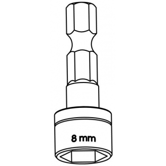 2x 65mm STRONG Zeskant Dop Bit - ZK8 - Magnetisch 